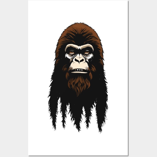 Bigfoot Ape Forest Head Wall Art by Nerdlight Shop